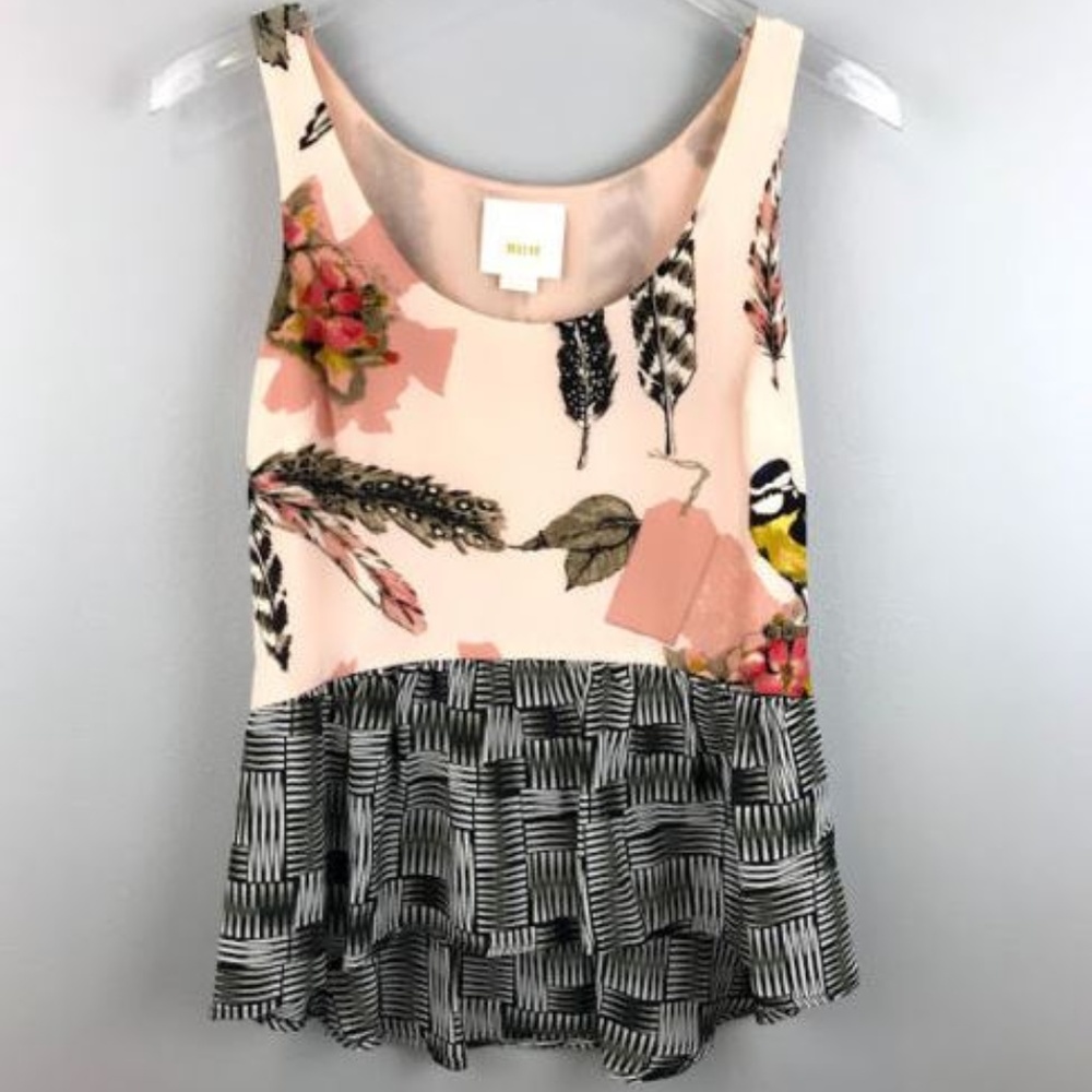 Anthropologie Maeve Tank Top 2 Finely Bird Feather